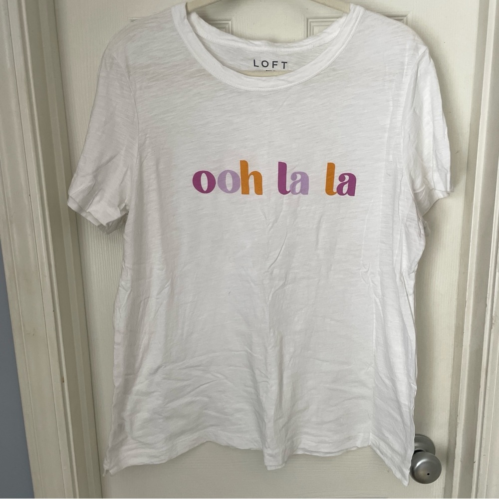 LOFT White Graphic Short Sleeve Tee